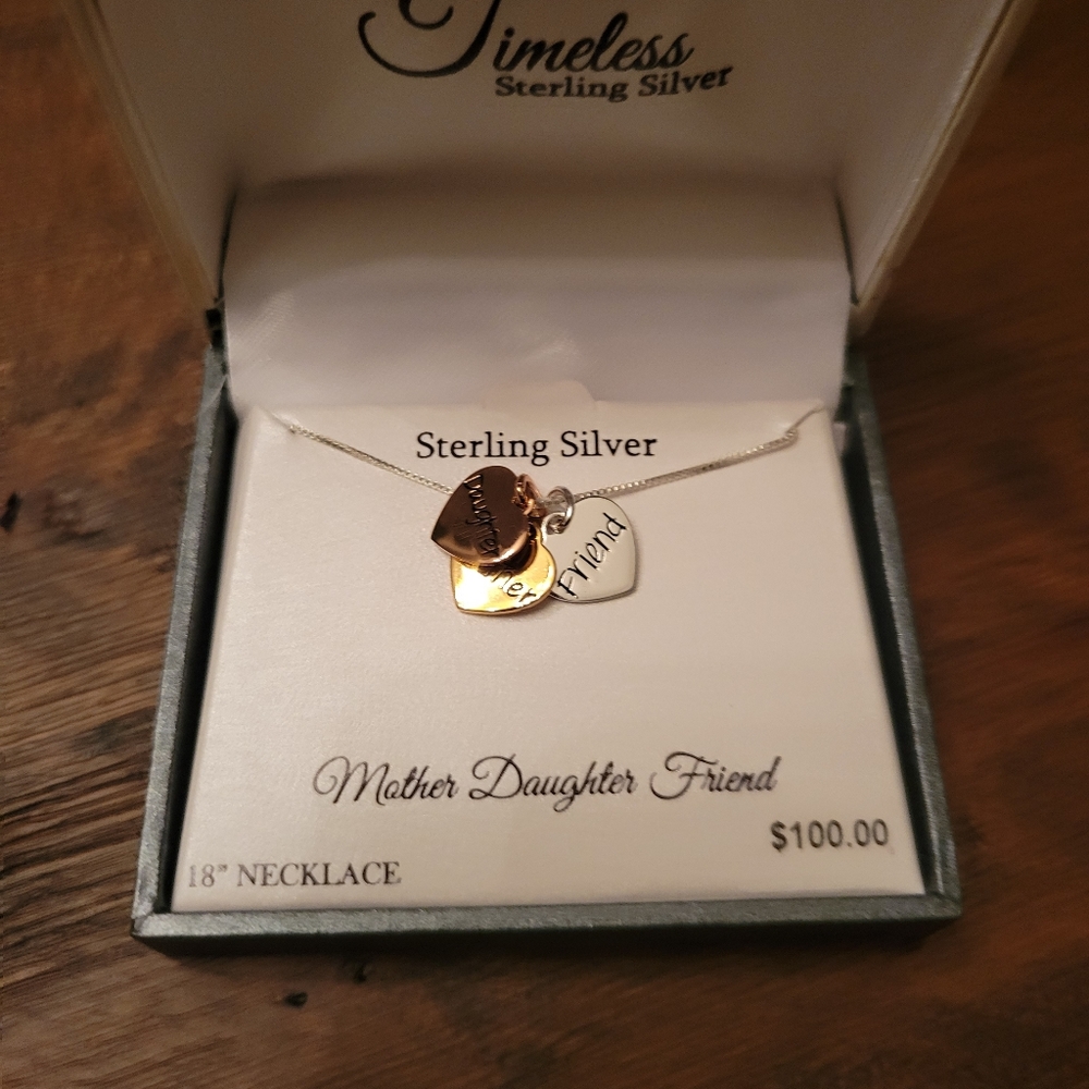 NWT Sterling Silver Necklace. Hearts. Mother. Daughter. Friend